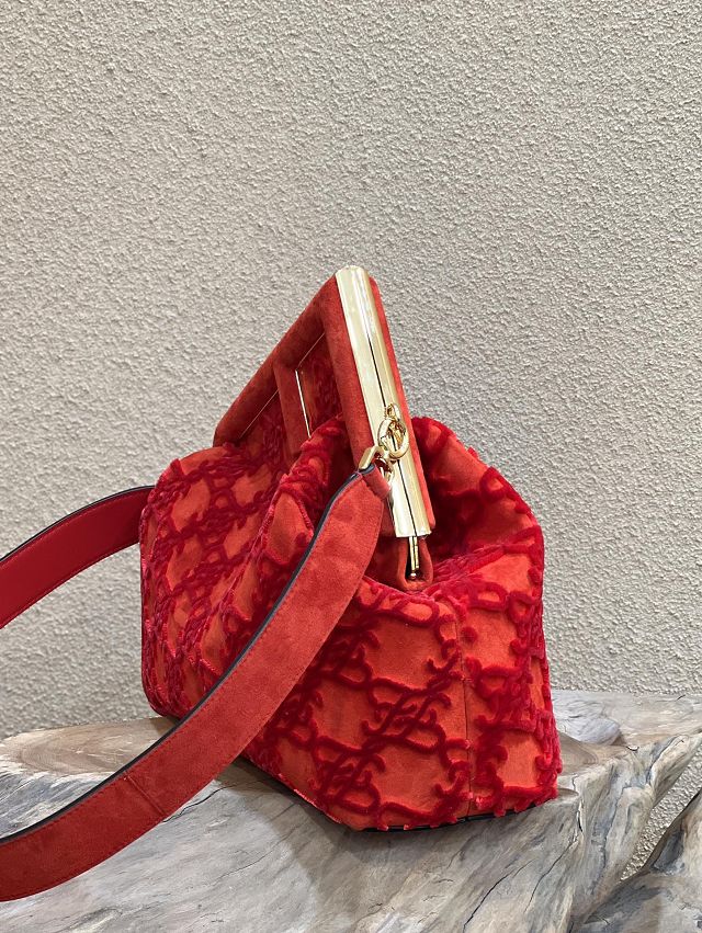 Fendi original suede medium first bag 8BP127 red