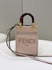 Fendi original calfskin mini sunshine shopper bag 8BS051 pale pink