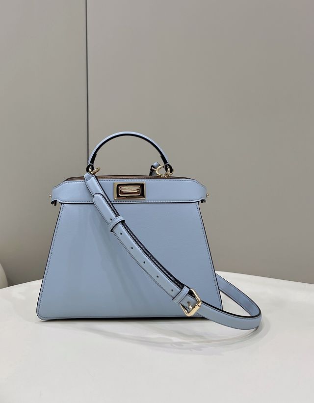 Fendi original calfskin small peekaboo ISeeU bag 8BN327 light blue