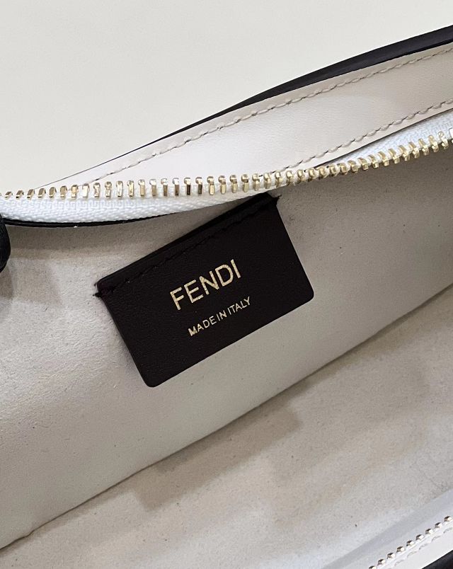 Fendi original calfskin&fox fur O-Lock swing pouch 8BS068 white