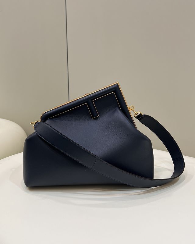 Fendi original lambskin medium first bag 8BP127 navy blue