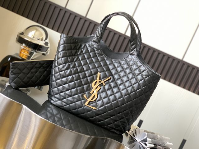 YSL original lambskin icare maxi shopping bag 698651 black