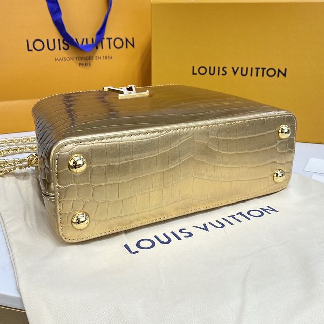 Louis vuitton original crocodile calfskin capucines BB handbag N92175 gold