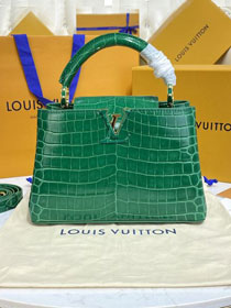Louis vuitton original crocodile calfskin capucines BB handbag N92175 green
