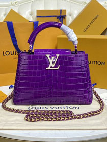 Louis vuitton original crocodile calfskin capucines BB handbag N92175 purple