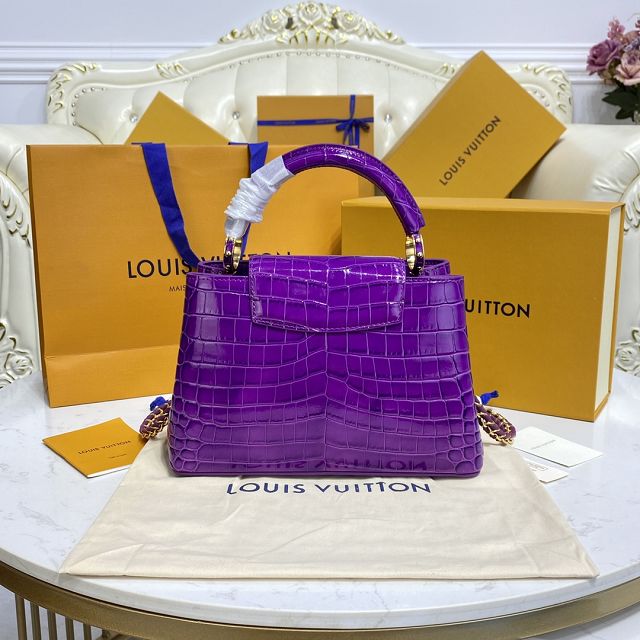 Louis vuitton original crocodile calfskin capucines BB handbag N92175 purple