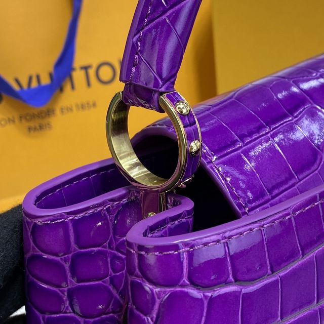 Louis vuitton original crocodile calfskin capucines BB handbag N92175 purple