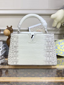 Louis vuitton original crocodile calfskin capucines BB handbag N92175 white