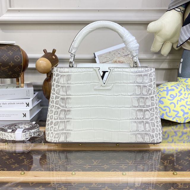 Louis vuitton original crocodile calfskin capucines BB handbag N92175 white