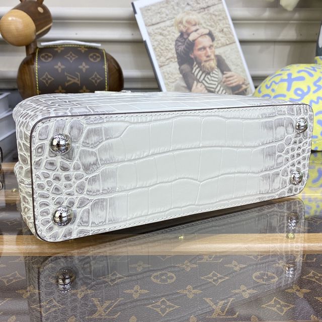 Louis vuitton original crocodile calfskin capucines BB handbag N92175 white