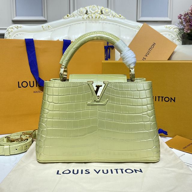 Louis vuitton original crocodile calfskin capucines BB handbag N93344 champagne