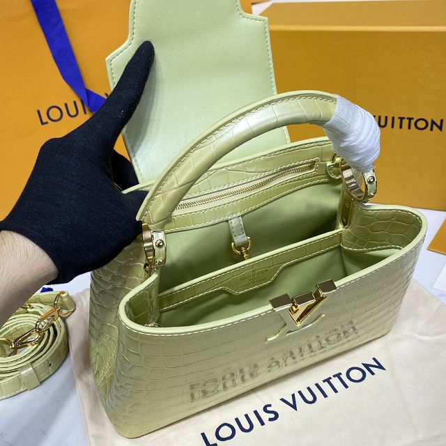 Louis vuitton original crocodile calfskin capucines BB handbag N93344 champagne