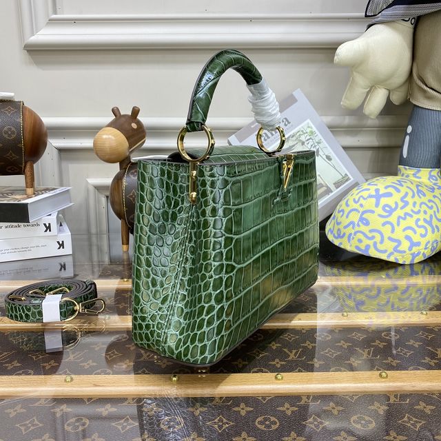 Louis vuitton original crocodile calfskin capucines BB handbag N93344 green