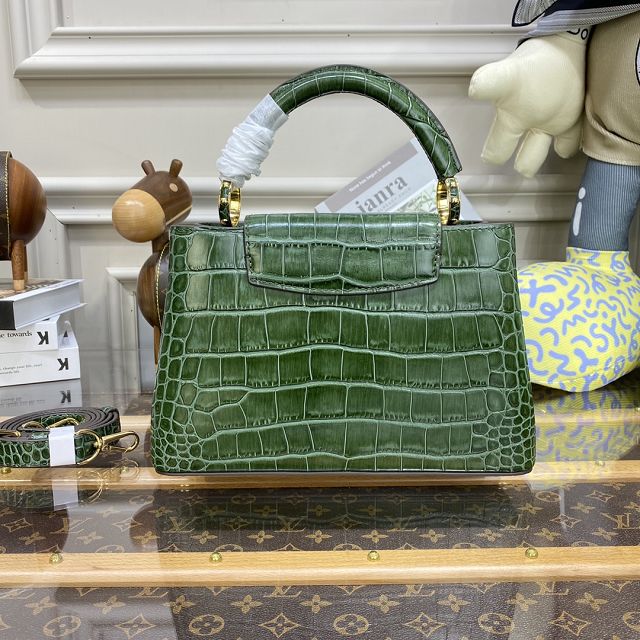 Louis vuitton original crocodile calfskin capucines BB handbag N93344 green