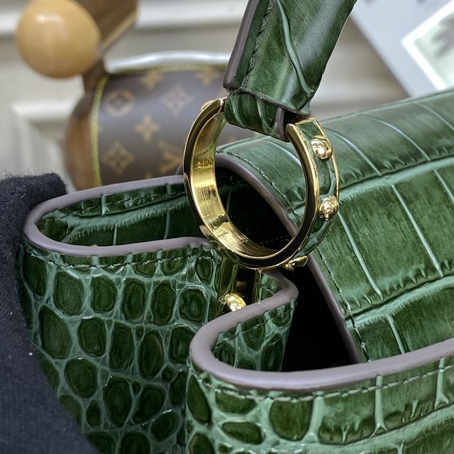 Louis vuitton original crocodile calfskin capucines BB handbag N93344 green