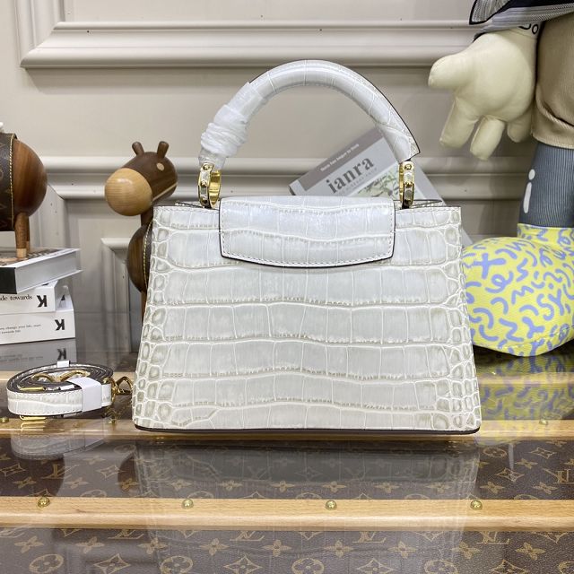 Louis vuitton original crocodile calfskin capucines BB handbag N93344 white