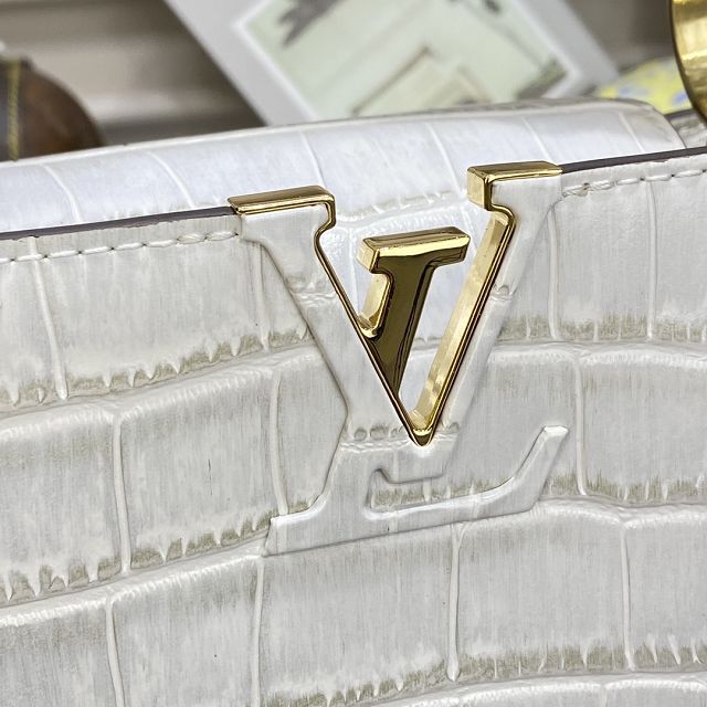 Louis vuitton original crocodile calfskin capucines BB handbag N93344 white