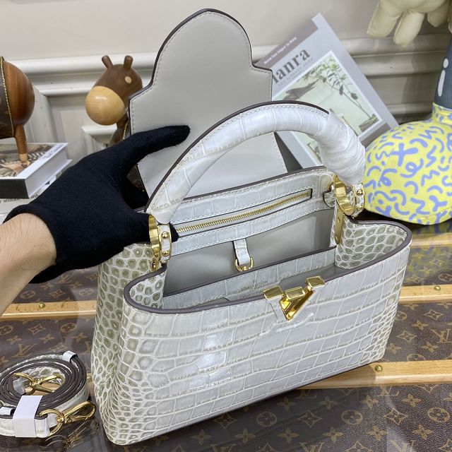 Louis vuitton original crocodile calfskin capucines BB handbag N93344 white