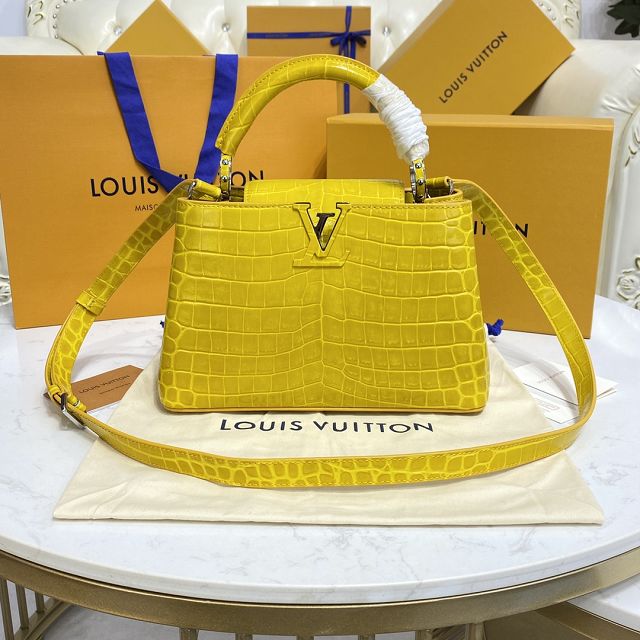 Louis vuitton original crocodile calfskin capucines BB handbag N93344 yellow