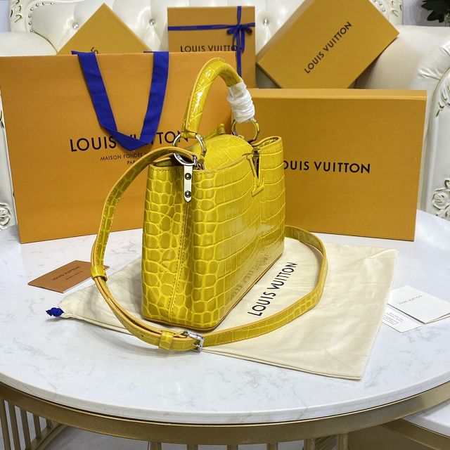 Louis vuitton original crocodile calfskin capucines BB handbag N93344 yellow