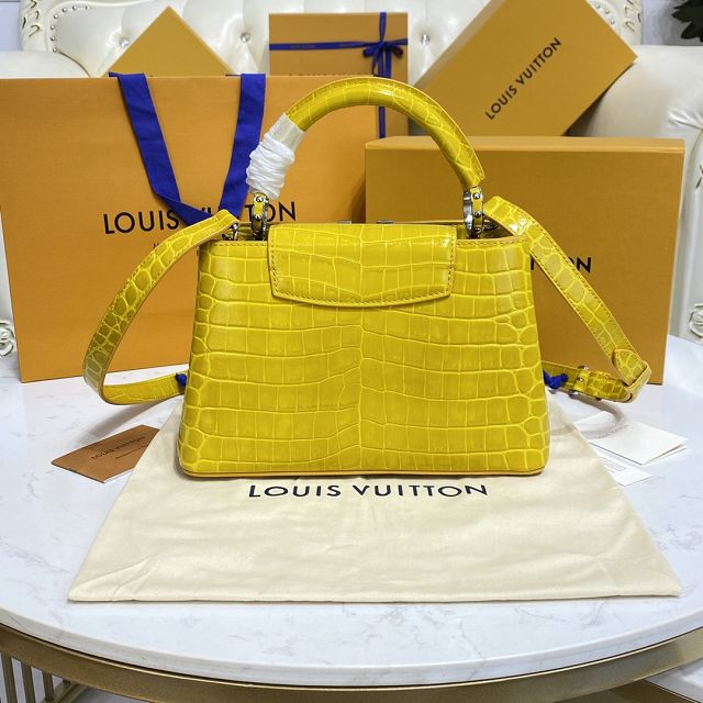 Louis vuitton original crocodile calfskin capucines BB handbag N93344 yellow