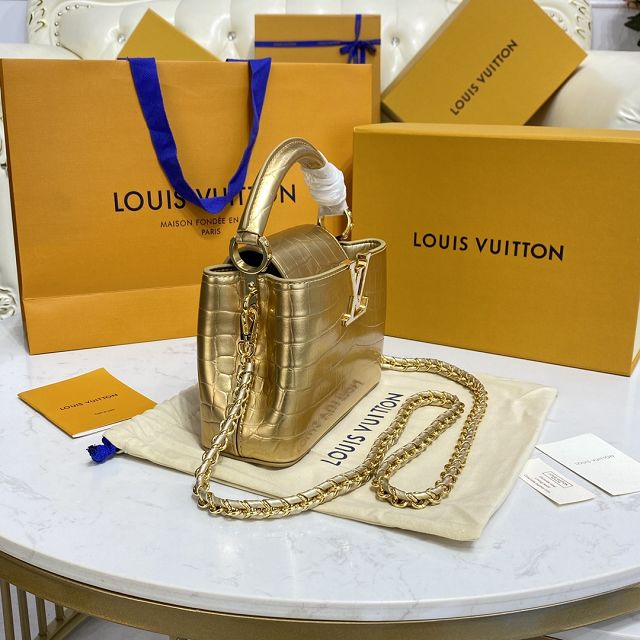 Louis vuitton original crocodile calfskin capucines mini handbag N93701 gold