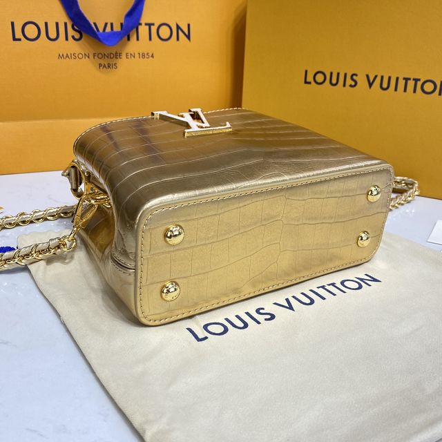 Louis vuitton original crocodile calfskin capucines mini handbag N93701 gold