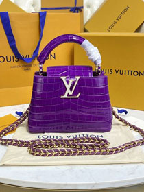 Louis vuitton original crocodile calfskin capucines mini handbag N94227 purple