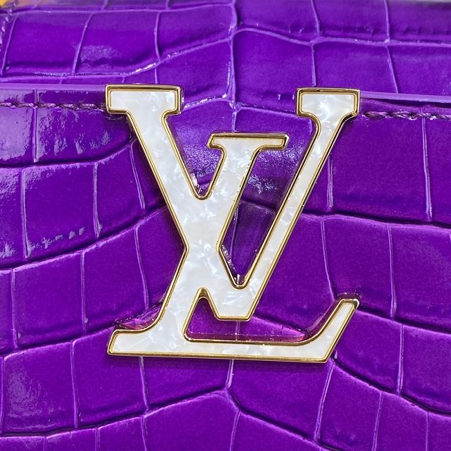 Louis vuitton original crocodile calfskin capucines mini handbag N94227 purple