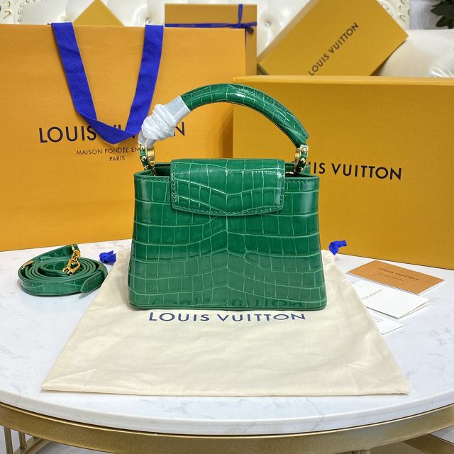 Louis vuitton original crocodile calfskin capucines mini handbag M56984 green