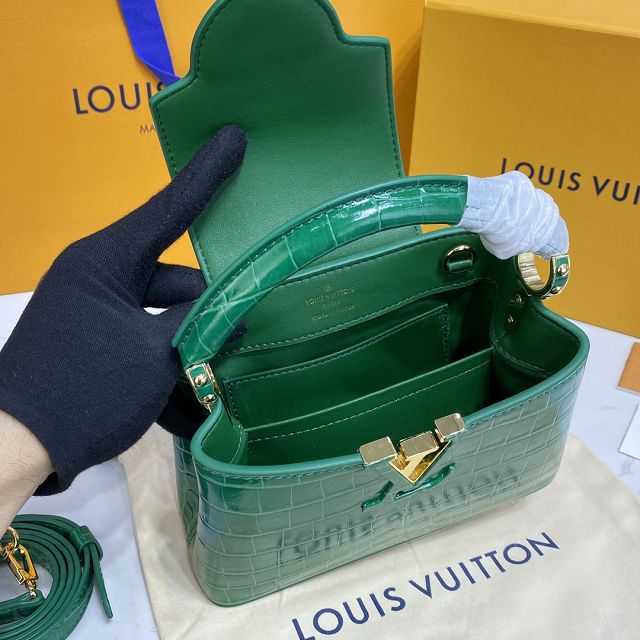 Louis vuitton original crocodile calfskin capucines mini handbag M56984 green