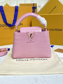 Louis vuitton original crocodile calfskin capucines mini handbag N95003 pink