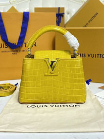 Louis vuitton original crocodile calfskin capucines mini handbag N93372 yellow