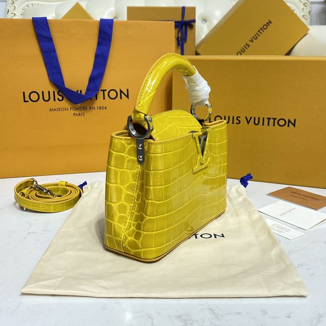 Louis vuitton original crocodile calfskin capucines mini handbag N93372 yellow