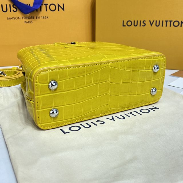 Louis vuitton original crocodile calfskin capucines mini handbag N93372 yellow