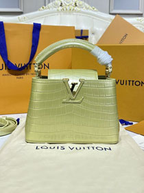 Louis vuitton original crocodile calfskin capucines mini handbag N93372 champagne