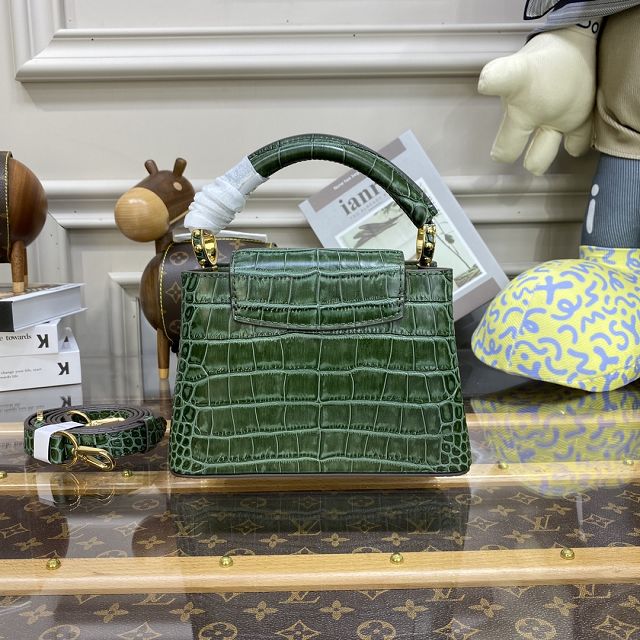 Louis vuitton original crocodile calfskin capucines mini handbag N93701 green