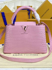 Louis vuitton original crocodile calfskin capucines mm handbag N94260 pink