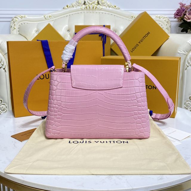 Louis vuitton original crocodile calfskin capucines mm handbag N94260 pink