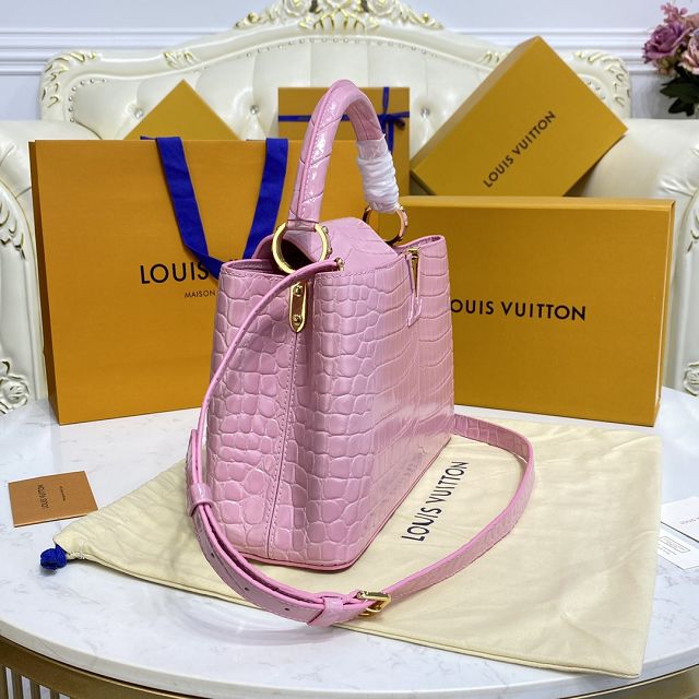 Louis vuitton original crocodile calfskin capucines mm handbag N94260 pink