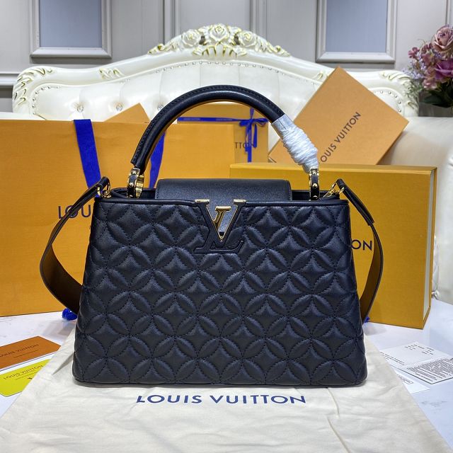 Louis vuitton original lambskin capucines mm handbag M55366 black