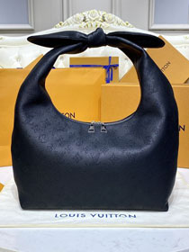 Louis vuitton original mahina calfskin why knot MM M20788 black