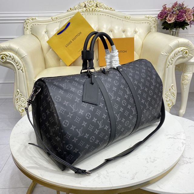 Louis vuitton original monogram eclipse keepall 50 bag m40568 black