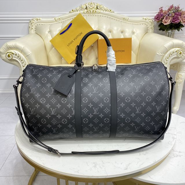 Louis vuitton original monogram canvas keepall 55 bag m40605 black