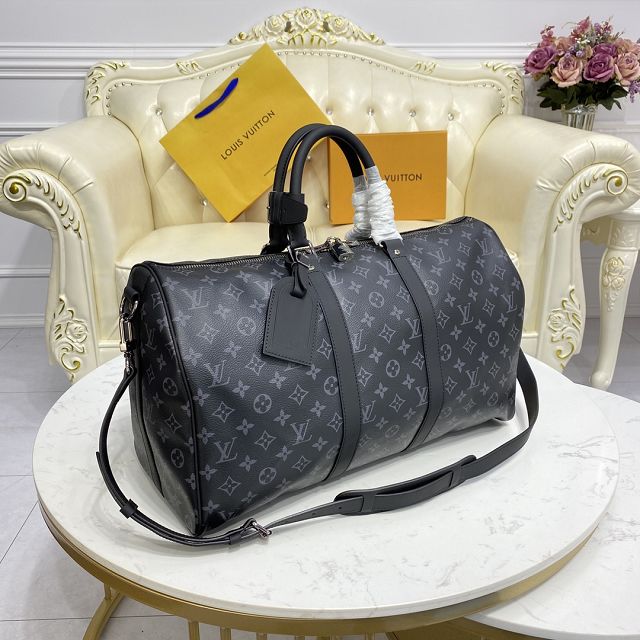 Louis vuitton original monogram eclipse keepall 45 bag m40569 black