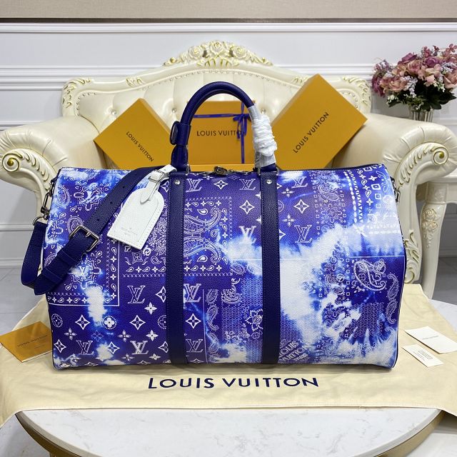 Louis vuitton original calfskin keepall 50 M20558 blue