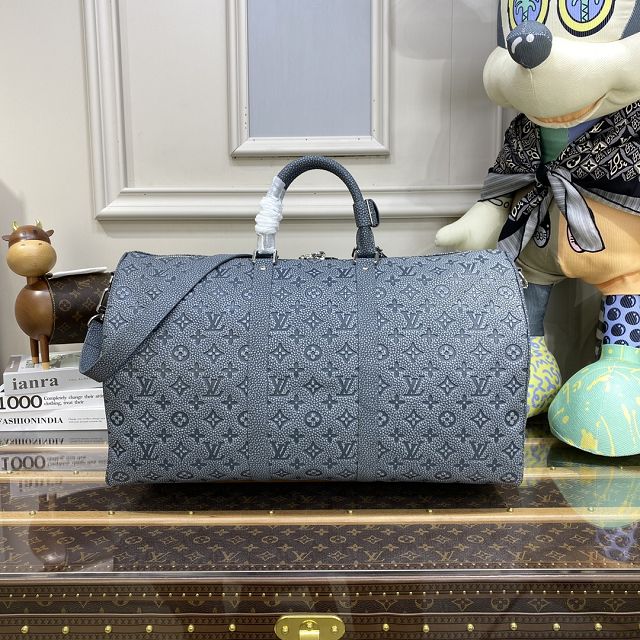 Louis vuitton original calfskin keepall 50 M20901 grey