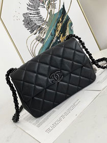 CC original grained calfskin small flap bag AS2303 black