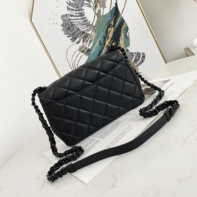 CC original grained calfskin small flap bag AS2303 black