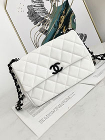 CC original grained calfskin small flap bag AS2303 white